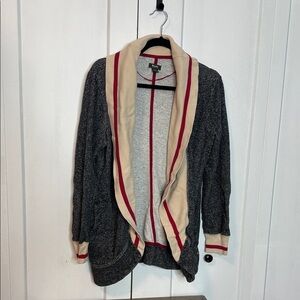 Roots Charcoal and Cream Cardigan with Red Accents - small